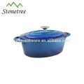 cocotte / batterie de cuisine ovale / ronde en fonte avec couvercles et oreilles